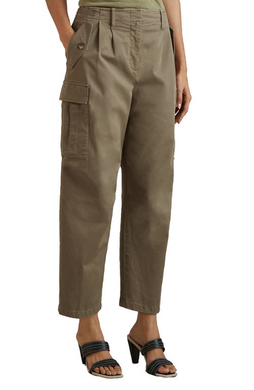 Reiss Indie Stretch Twill Ankle Cargo Pants In Green