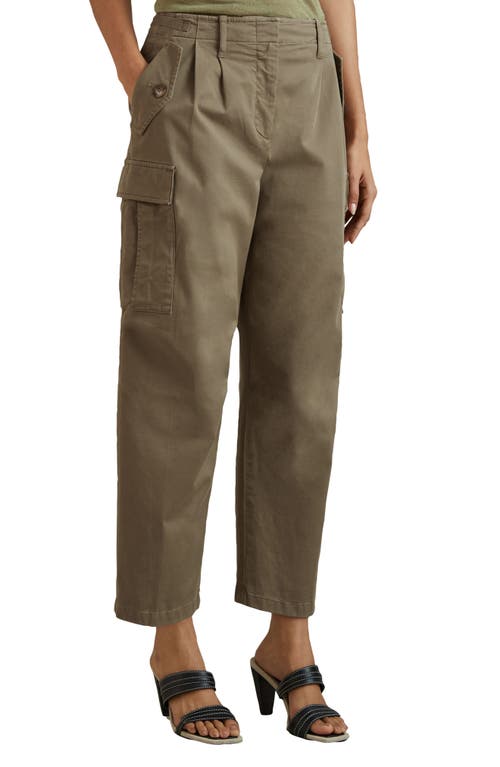 Shop Reiss Indie Stretch Twill Ankle Cargo Pants In Khaki