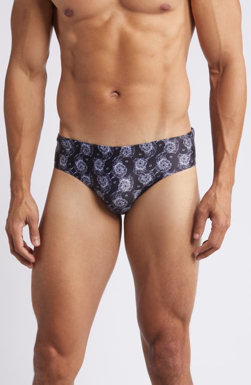 Yin & Yang Swim Briefs in Black/White