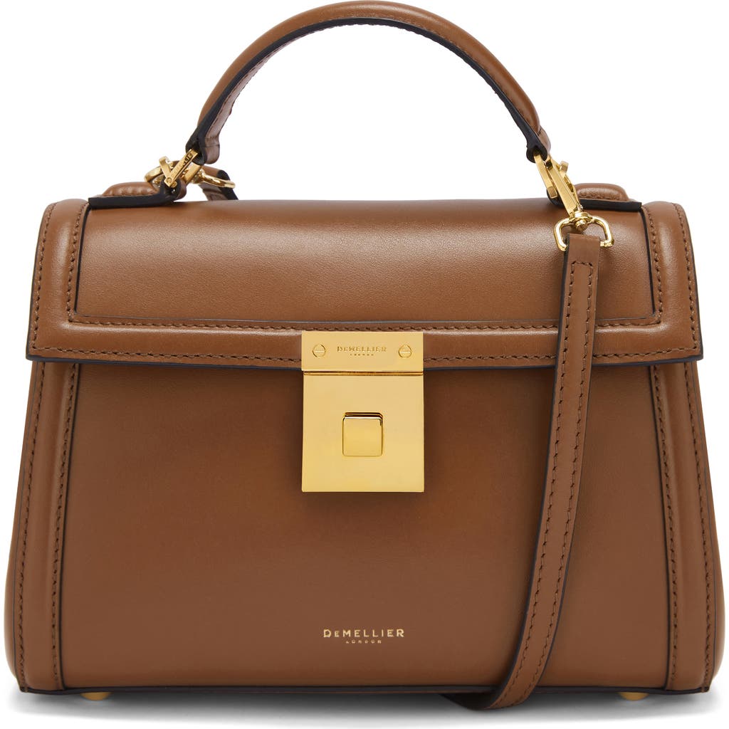 Demellier Midi Paris Smooth Leather Top Handle Bag In Tan W/be F02