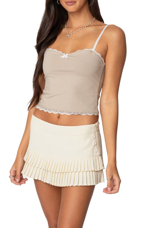 Shop Edikted Alara Lace Trim Crop Camisole In Nude