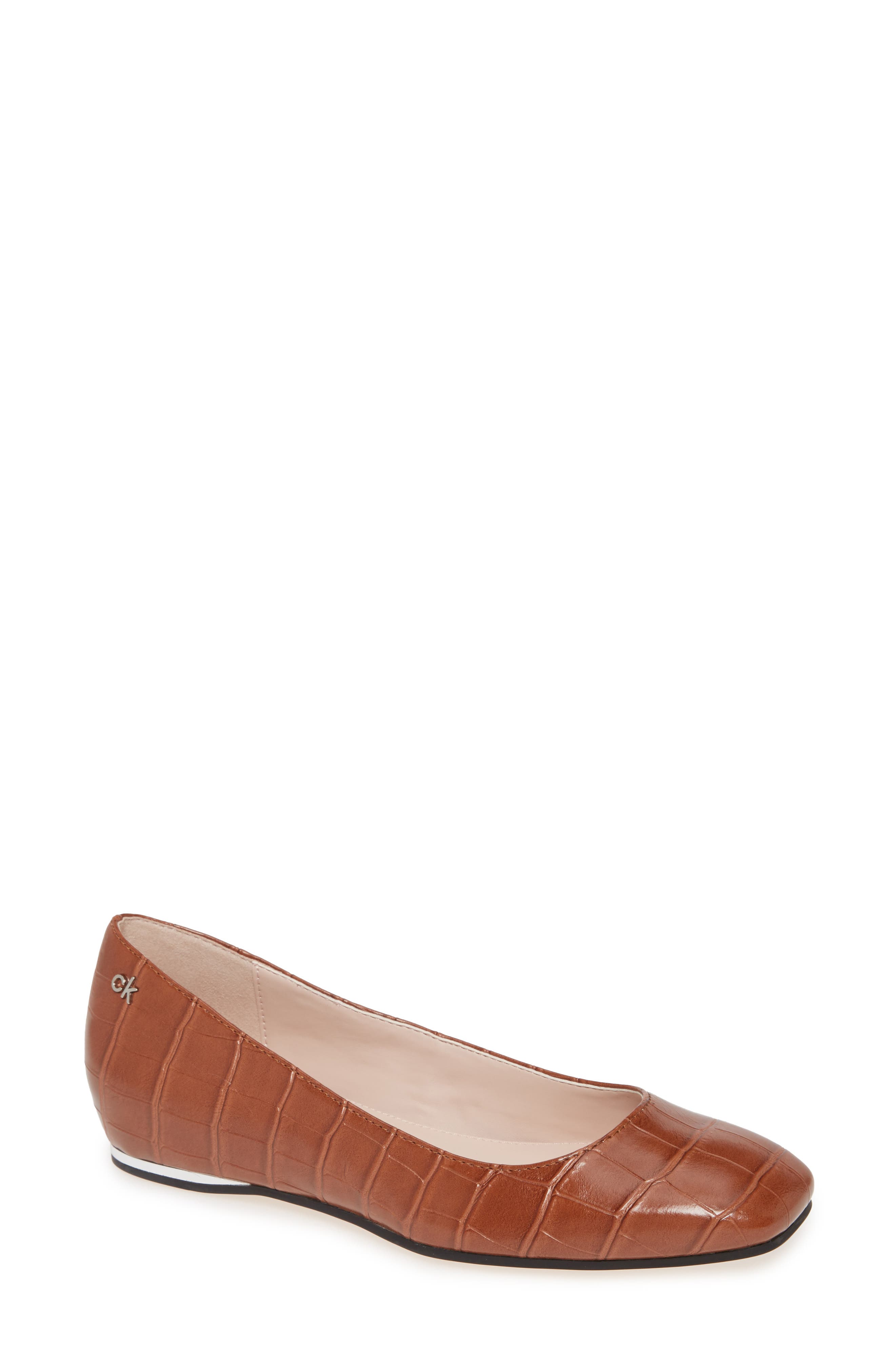 UPC 194060228938 product image for Women's Calvin Klein Heidy Skimmer Flat, Size 6 M - Brown | upcitemdb.com