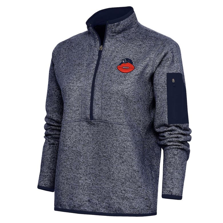 Shop Antigua Heather Navy Chicago Bears Throwback Logo Fortune Half-zip Pullover Jacket