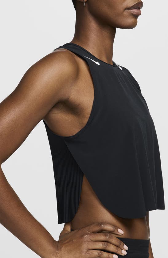 Shop Nike Aeroswift Dri-fit Adv Crop Running Tank Top In Black/white