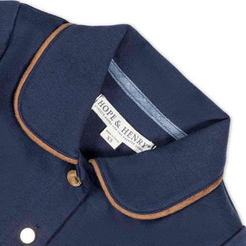 Hope & Henry Baby Girls' Ponte Collared Jacket, Infant In Navy Quilted