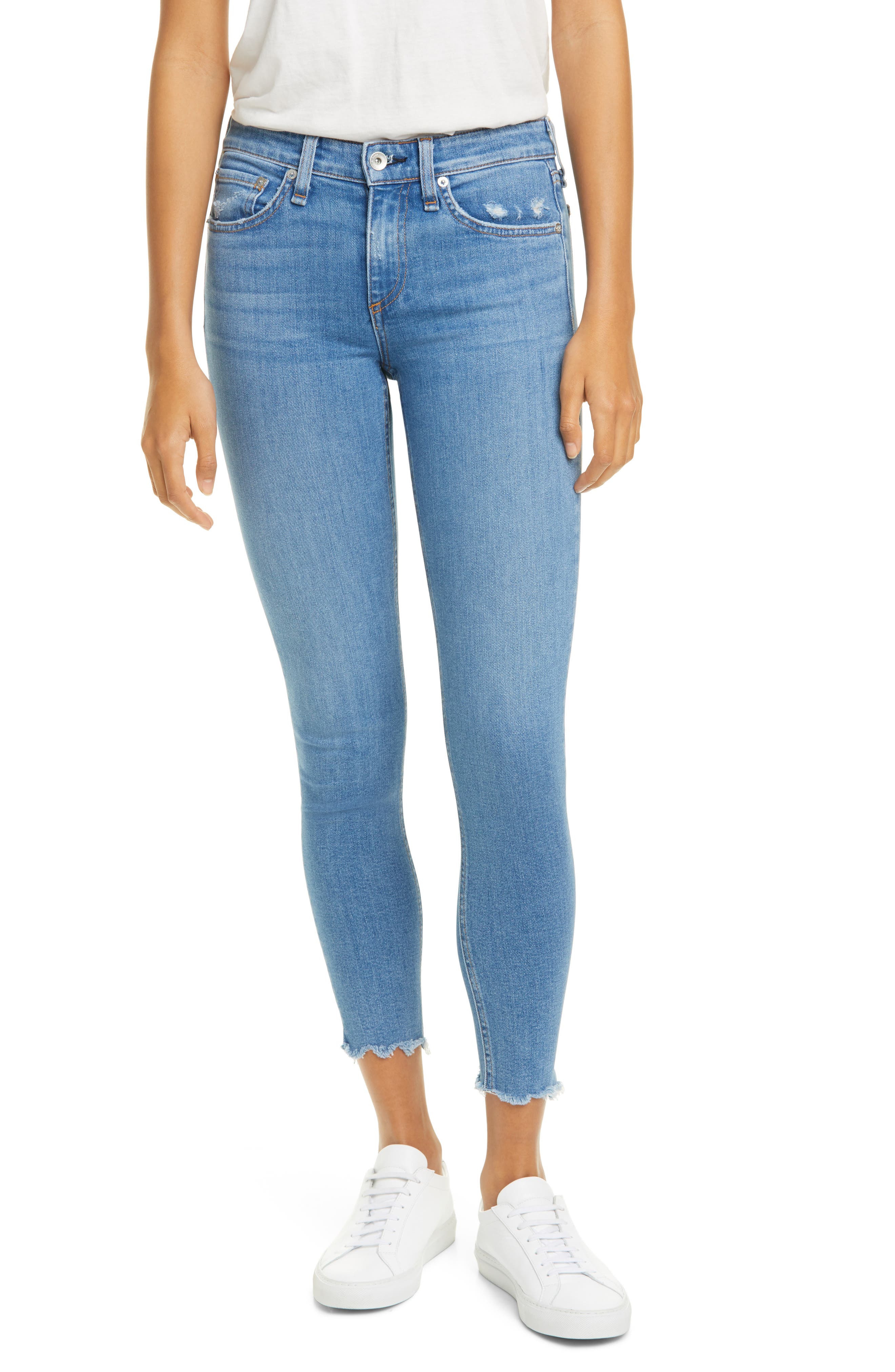 rag and bone raw hem ankle skinny jeans