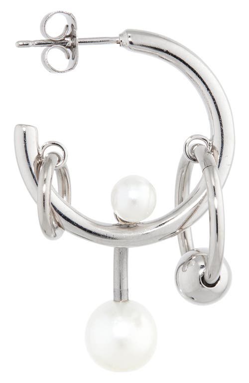 Shop Justine Clenquet Chase Hoop Charm Earrings In Palladium