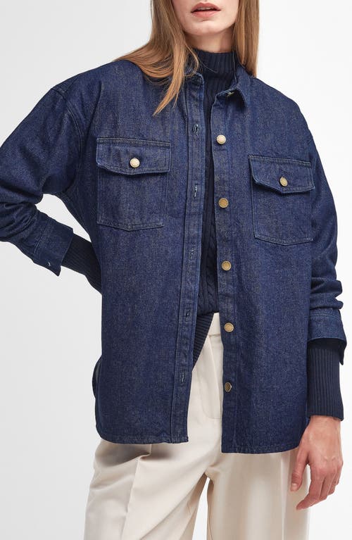 Shop Barbour Cassie Oversize Denim Shirt In Dark Indigo Purple Wash