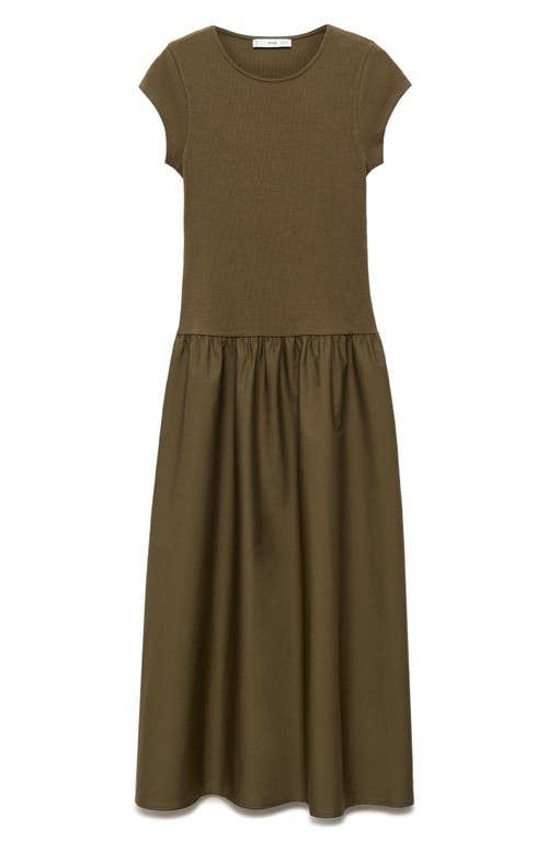 Mango Women's Ruffled Hem Flared Dress In Khaki Green