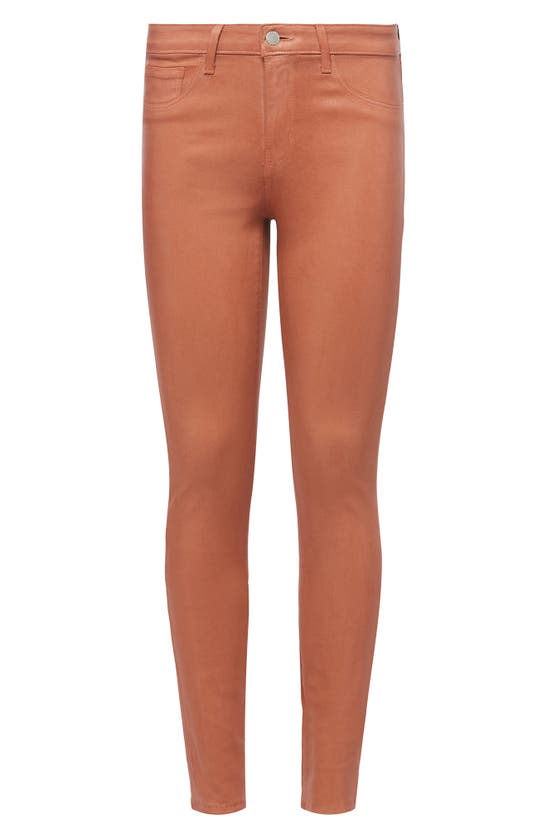 L'agence Margot Coated Crop Skinny Jeans In Mocha Brown Coated