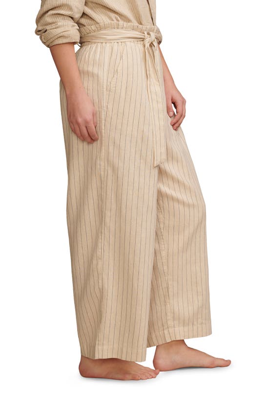 Shop Lucky Brand Cotton Blend Paperbag Pants In Cream Stripe