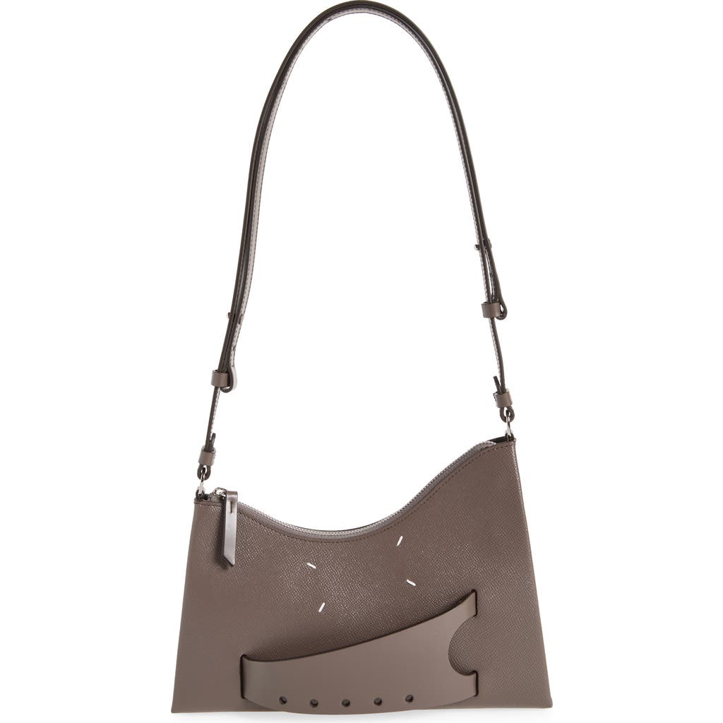 Maison Margiela Small Snatched Leather Shoulder Bag In Elephant