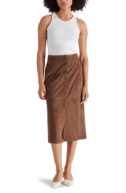 Shop Steve Madden Riya Faux Suede Midi Skirt In Coco