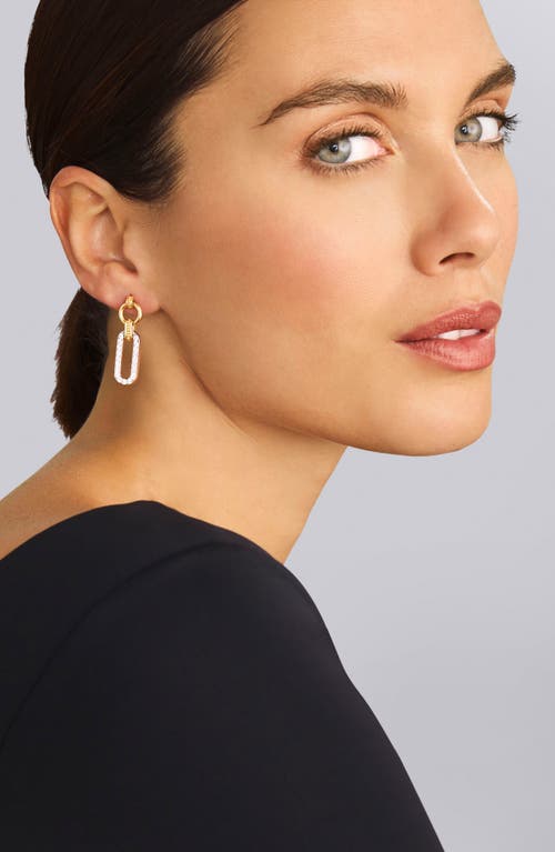 Lagos 18k Yellow Gold & Sterling Silver Signature Caviar Diamond Link Drop Earrings In Two-tone