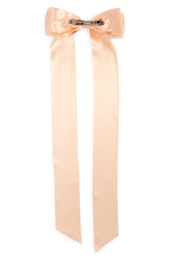 Shop Simone Rocha Embellished Long Bow Hair Clip In Rose/ Pearl/ Crystal