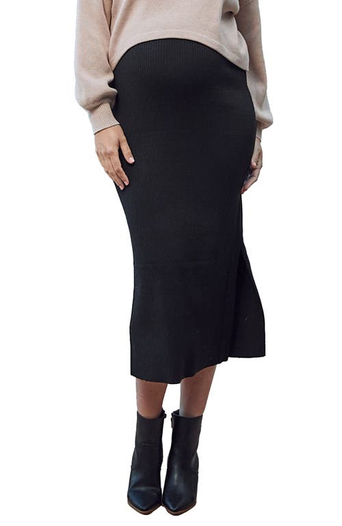 Betina Rib Pencil Maternity Skirt in Black