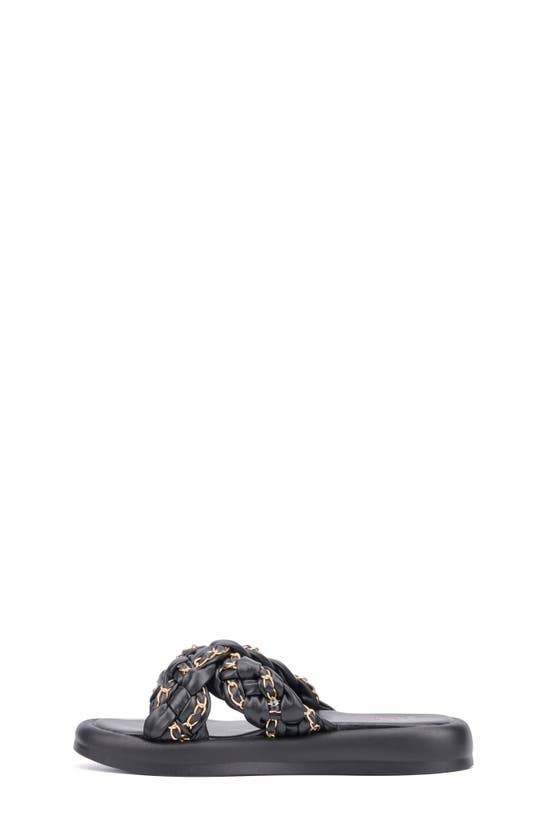 Olivia Miller Kids' Cross Band Slide Sandal In Black