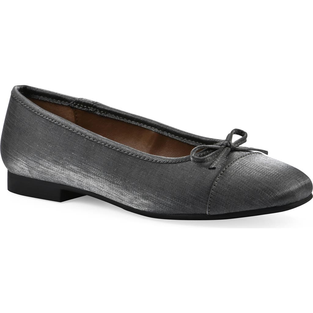 Cliffs By White Mountain Bocci Cap Toe Flat In Gunmetal Shimmer Fabric