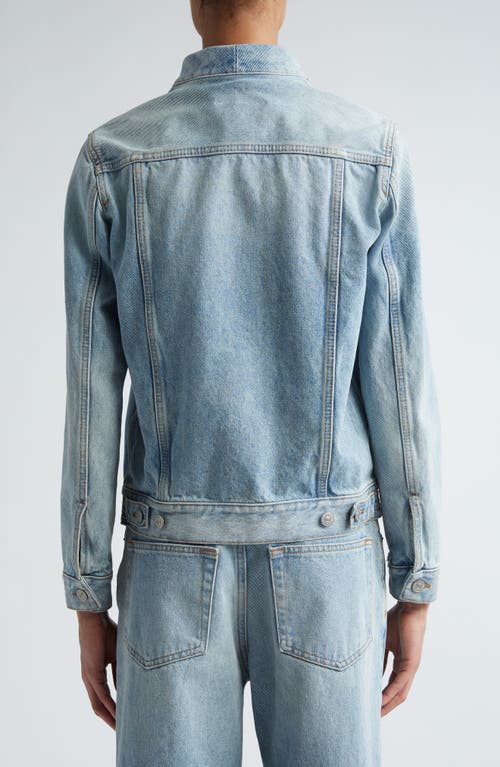 Shop Mm6 Maison Margiela Blade Collar Denim Trucker Jacket In Light Blue