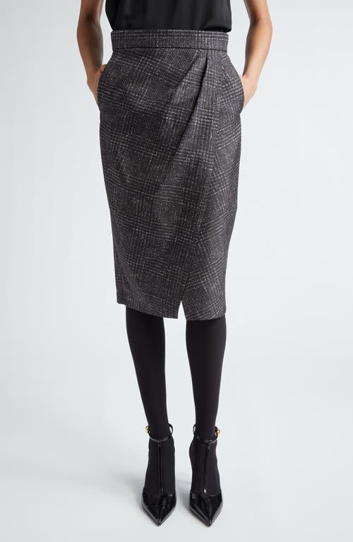 Shop Max Mara Hidalgo Houndstooth Pencil Skirt In Dark Grey