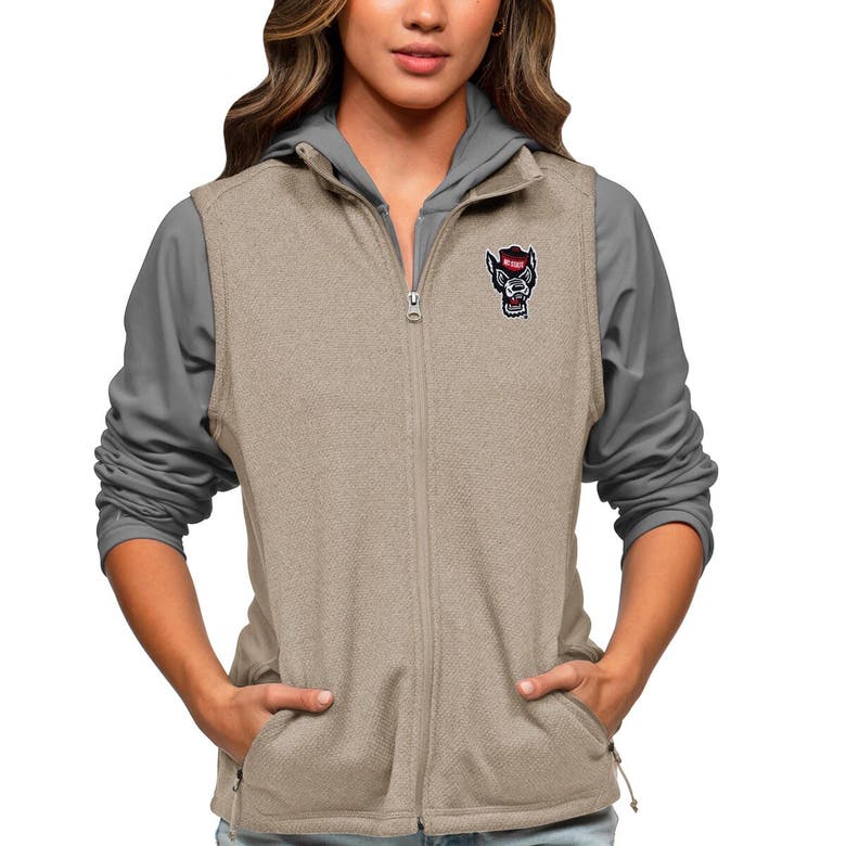 Shop Antigua Oatmeal Nc State Wolfpack Course Full-zip Vest
