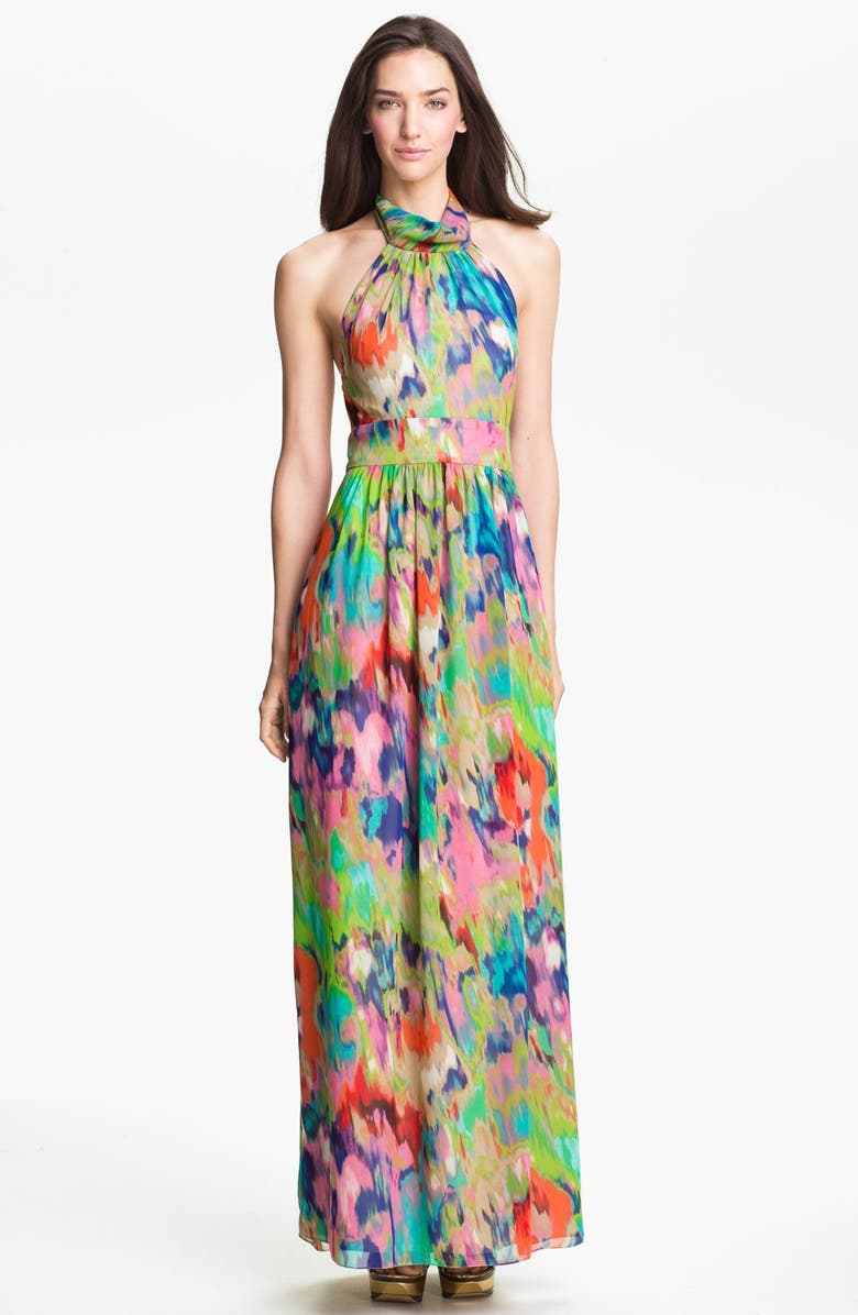 Eliza J Halter Print Chiffon Maxi Dress (Petite) | Nordstrom