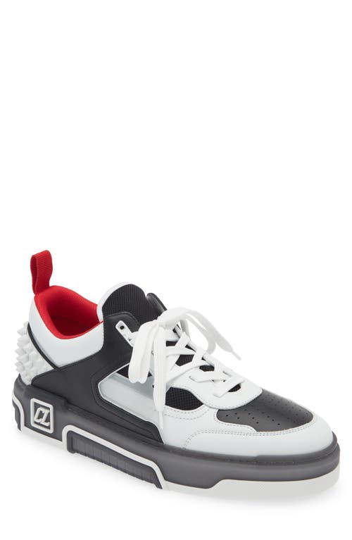 Christian Louboutin Astroloubi Mixed Media Low Top Sneaker White/Black at Nordstrom,