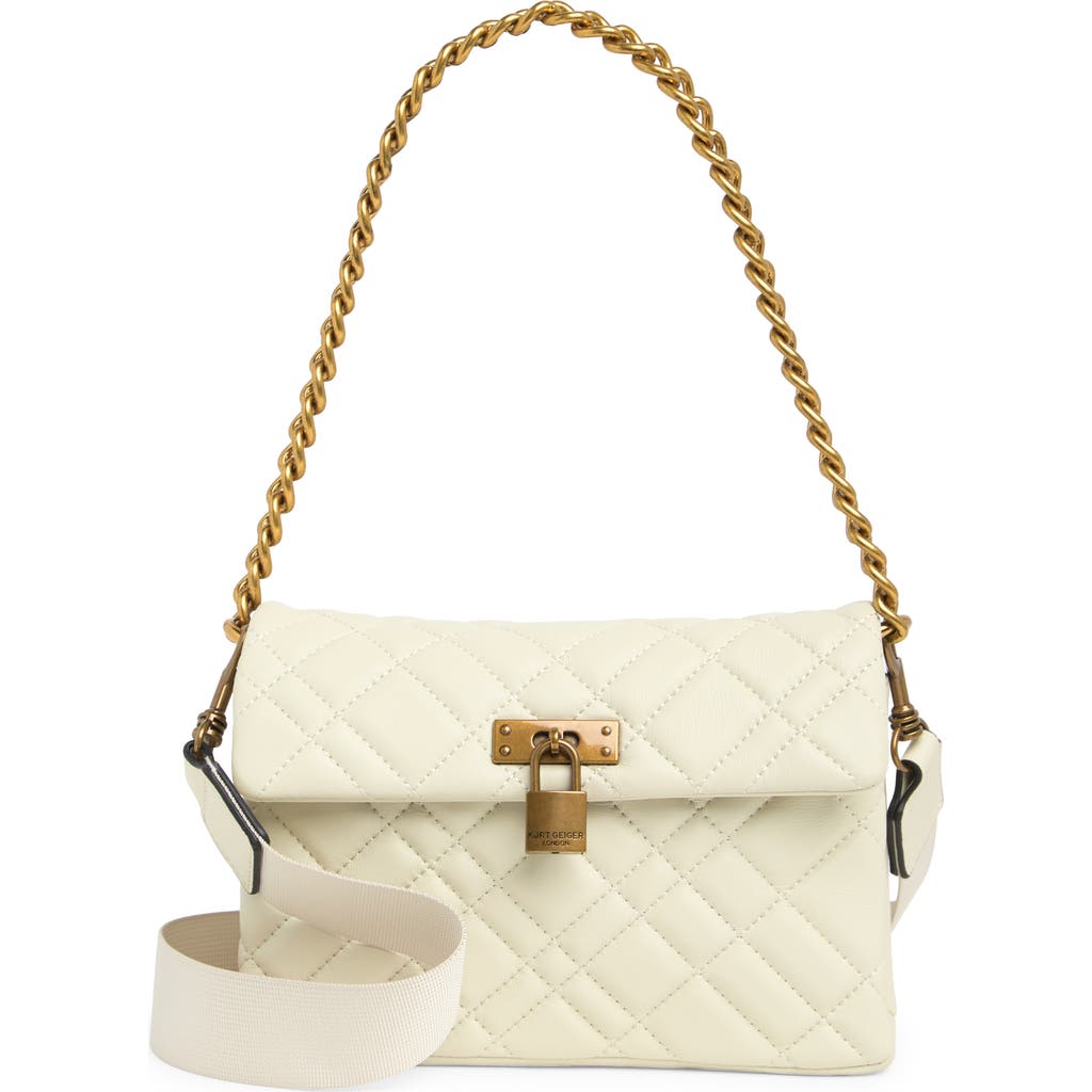Kurt Geiger London Brixton Lock Convertible Crossbody Bag In Bone