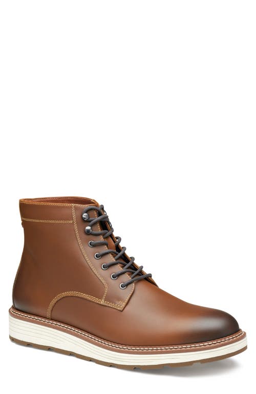 Shop Johnston & Murphy Upton Plain Toe Waterproof Boot In Dark Tan Full Grain