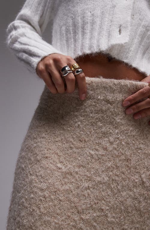 Shop Topshop Fluffy Knit Sweater Maxi Skirt In Stone