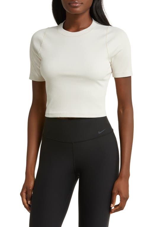 Shop Nike Essential Rib Crop T-shirt In Light Orewood/white