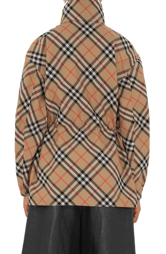 Shop Burberry Check Hooded Jacket In Sand Ip Check