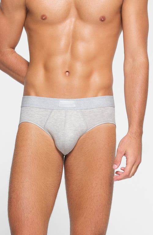 Shop Skims Cotton & Modal Blend Briefs In Light Heather Grey