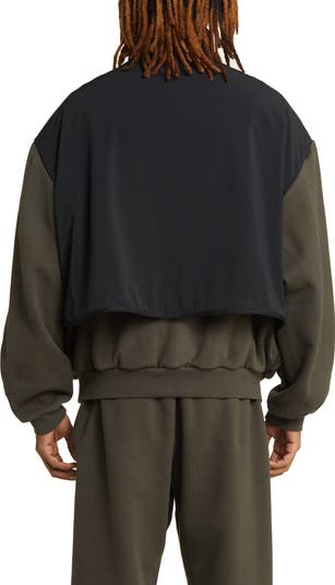 Fear of God Essentials Half Zip Fleece & Nylon Pullover | Nordstrom