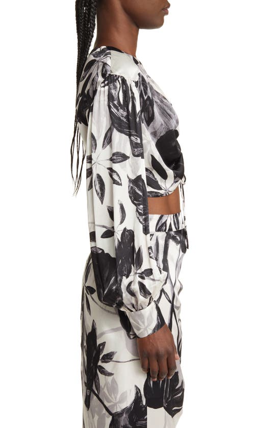 Allsaints Carlie Jackie Floral Cropped Blouse In Ecru White