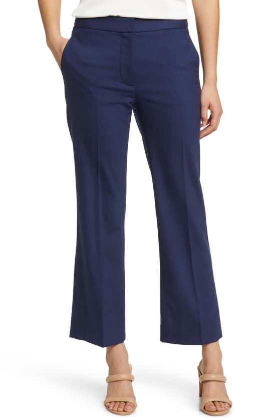 Argent Slim Stretch Wool Kick Flare Pants In Navy