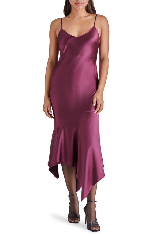 Shop Steve Madden Lucielle Handkerchief Hem Satin Slipdress In Wine