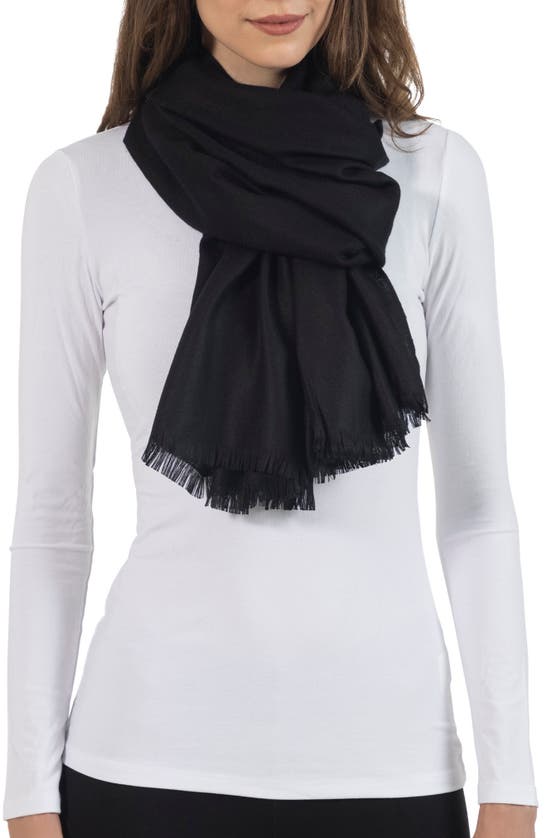Amicale Solid Pashmina Scarf In Black