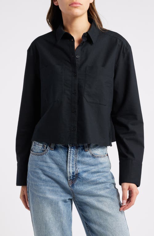 Shop Treasure & Bond Boxy Oxford Button-up Shirt In Black