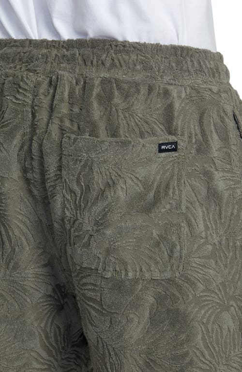 Shop Rvca Palms Down Terry Cloth Jacquard Shorts In Mushroom