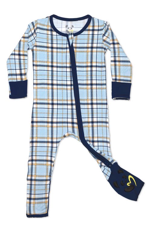 Shop Bellabu Bear Plaid Convertible Footie Pajamas In Blue