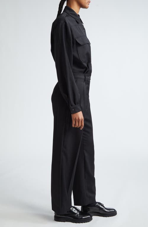 Max Mara Ragusa Pleated Virgin Wool Utility Jumpsuit In Black