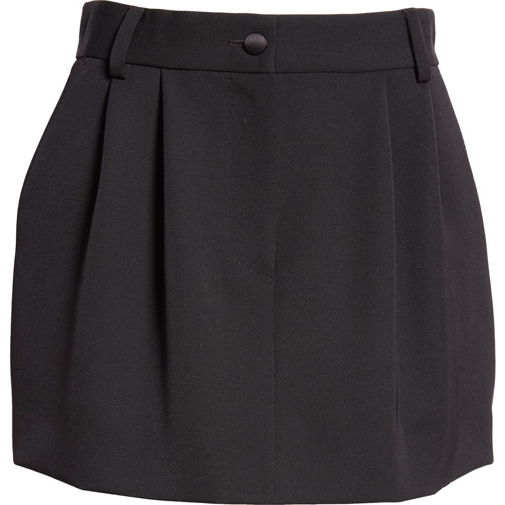 Dolce & Gabbana Dolce&gabbana Virgin Wool & Silk Blend Gabardine Tuxedo Skirt In Nero