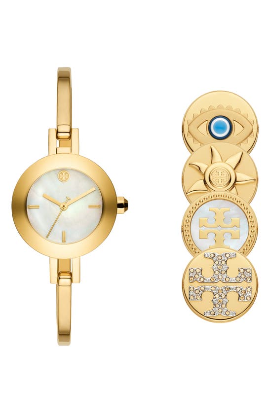 Tory Burch Reva Bangle Watch Gift Set, Gold-tone Stainless Steel 