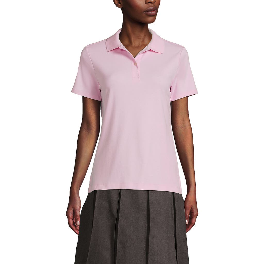 Lands' End School Uniform Short Sleeve Feminine Fit Interlock Polo Shirt In Ice Pink