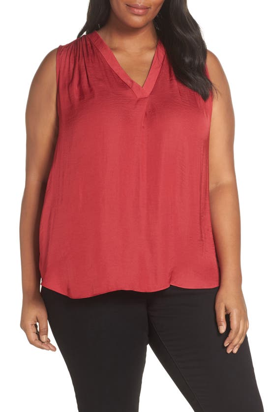 Vince Camuto V-neck Rumple Top In Red