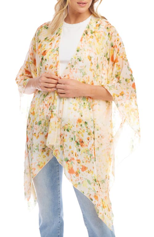 Floral Open Front Jacket in Ivory Print