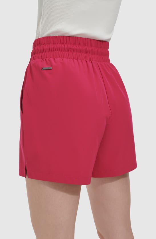 Shop Andrew Marc Lightweight Drawstring Shorts In Dragon Fruit