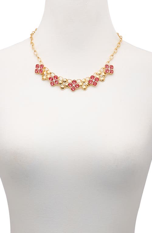 T Tahari Crystal Cluster Statement Necklace In Gold Tone