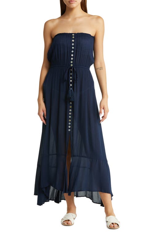 Elan Strapless Maxi Cover-Up Dress in Navy